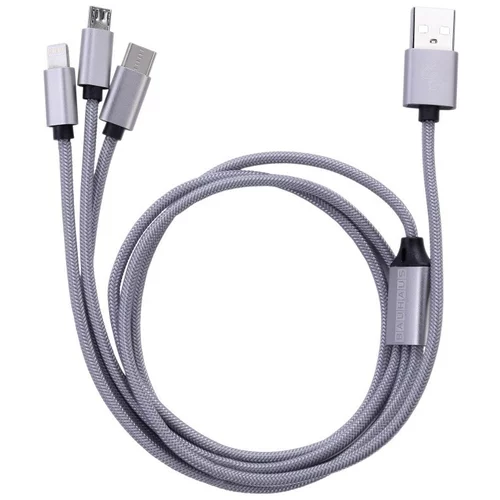 BAUHAUS uSB kabel za punjenje (Srebrne boje, 1 m, Utikač USB A, utikač USB C, utikač USB Micro, utikač Lightning)
