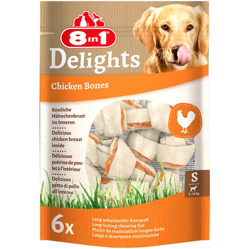 8in1 Delights kosti za žvečenje piščanec - S, 210 g (6 kosov)