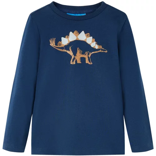 vidaXL Otroška majica z dolgimi rokavi potisk dinozavra mornarsko modra 92