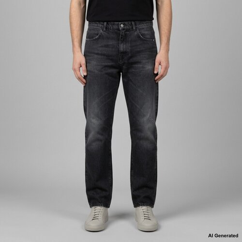 Amish Jeans Js) James Man Selvedge Black Denim Black Ari Črna Slike