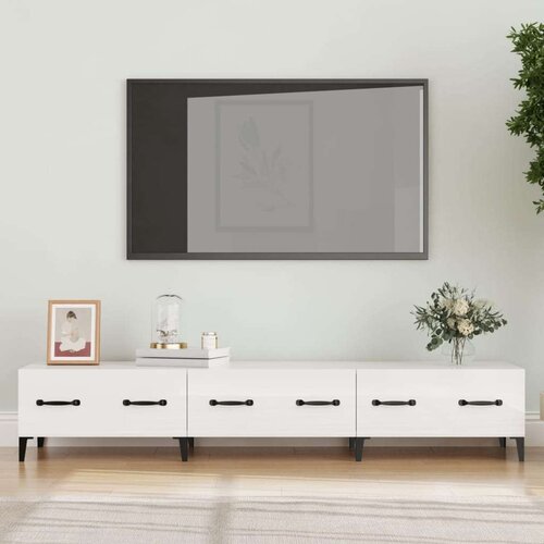 TV omarica visok sijaj bela 150x34,5x30 cm inženirski les, (20732890) Cene