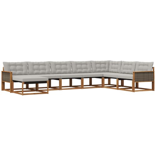 vidaXL Zunanja garnitura za sedenje 8 pcs Naravna in svetlo siva, (5000282432) Cene