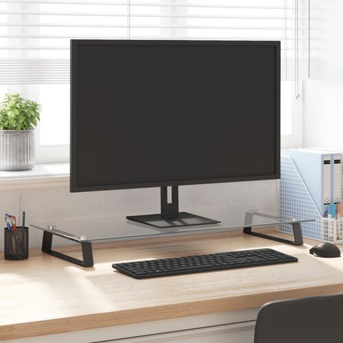  Stalak za monitor crni 80x35x8 cm kaljeno staklo i metal Cene