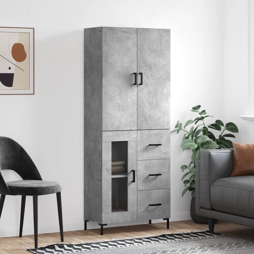 vidaXL Visoka komoda siva betona 69 5x34x180 cm od konstruiranog drva Cijene