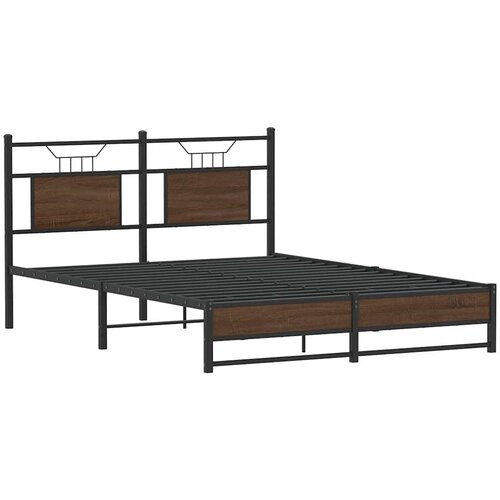  Okvir kreveta bez madraca smeđi hrast 150x200 cm izrađeno drvo Slike
