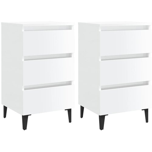 vidaXL noćni ormarić s metalnim nogama 2 kom sjajni bijeli 40x35x69 cm Cijene