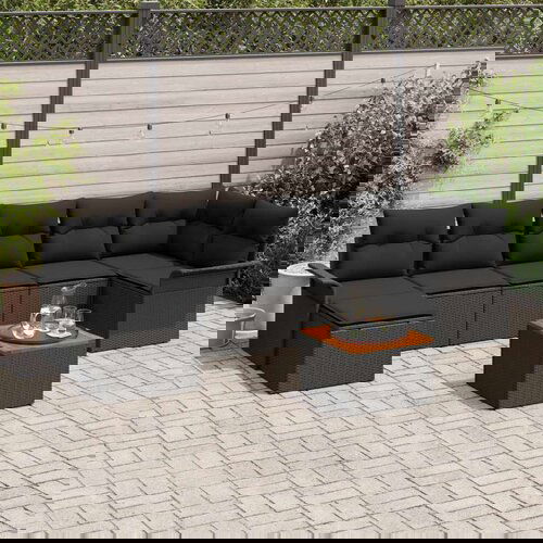  8-dijelni vrtni sofa set s jastučićima crna Poli ratan Akacija Cijene