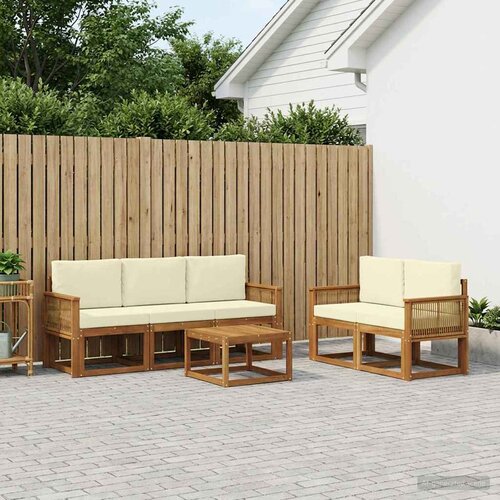  Set vanjskih sofa 6 pcs Prirodna i krem Poliester Slike