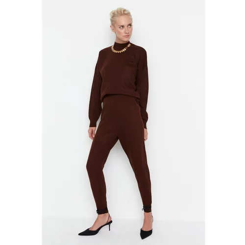 Trendyol Light Brown Tights Pants Knitwear Bottom-Top Set