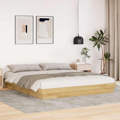vidaXL posteljni okvir brez vzmetnice 200x200 cm masivni les hrast Cene