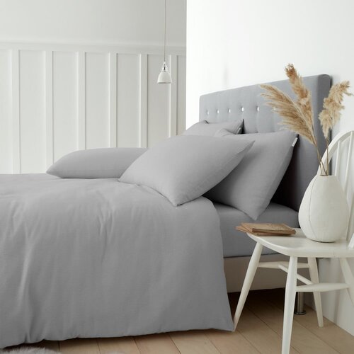 Catherine Lansfield Siva podaljšana flanelna posteljnina za zakonsko posteljo 230x220 cm Brushed – Cene