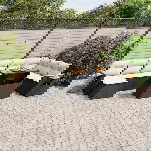 vidaXL 8-dijelni set vrtnih sofa od poliratana s jastucima crni Cijene
