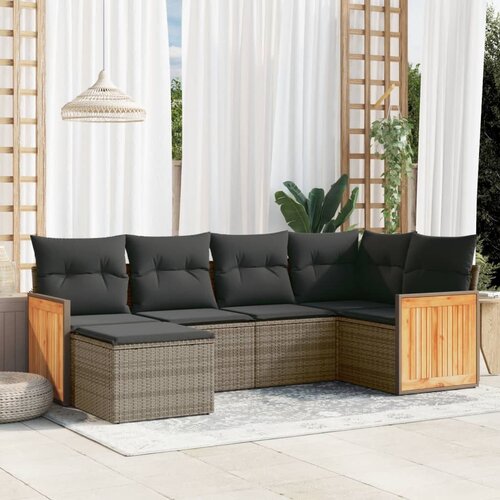 vidaXL 6-dijelni set vrtnih sofa od poliratana s jastucima sivi Cijene