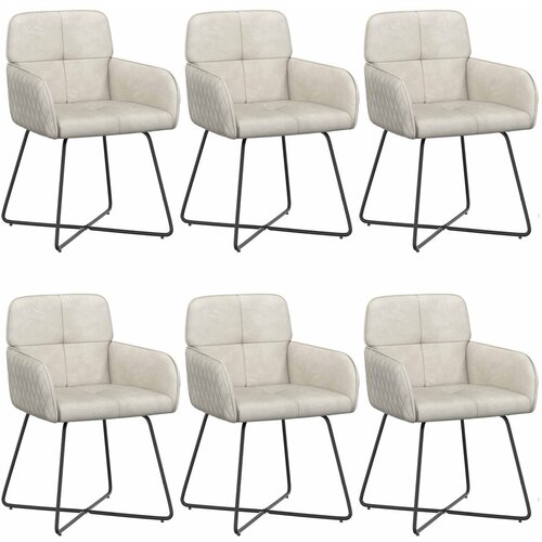vidaXL Jedilni stoli 6 pcs Žamet Krem 59 x 56,5 x 86 cm, (5000296776) Cene