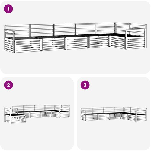  Set vanjskih sofa 6 kom. Prirodna Smeđa 406 x 168,5 x 73 cm Slike