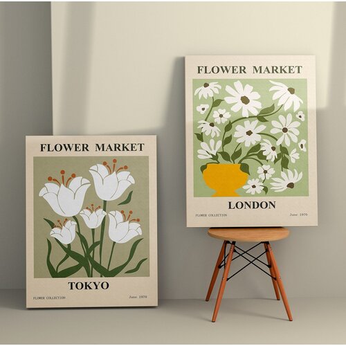 Wallity 2KNV4334 - 50 x 70 multicolor decorative canvas painting (2 pieces) Cene