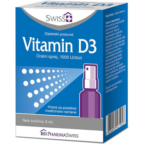 Pharma Swiss Swiss+ Vitamin D3 Oralni sprej 1000IJ, 8 ml Cene