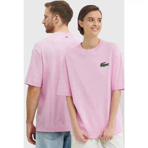 Lacoste Bombažna kratka majica roza barva