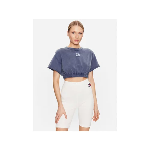 Calvin Klein Swimwear Majica Crop Top KW0KW02088 Modra Regular Fit