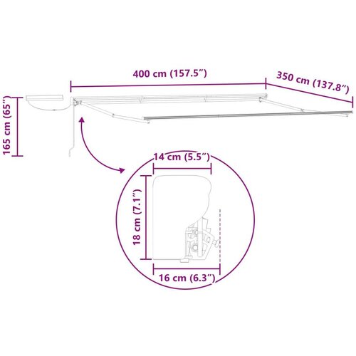  Električna retraktabilna tenda Krema 4 &amp;times; 3 5 m - Krema Bijeli 4 &amp;times; 3 5 m Slike