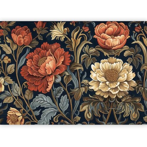  Foto tapeta - Tapestry Large Flowers Retro Floral Motif in Kilim Style 350x256 Slike