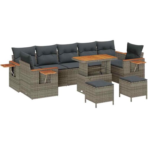 vidaXL Vrtna sedežna garnitura 10 pcs Siva 90 x 55 x 71 cm Poly ratan, (5000020466) Cene