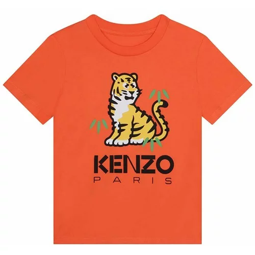 Kenzo Kids Otroška bombažna kratka majica oranžna barva