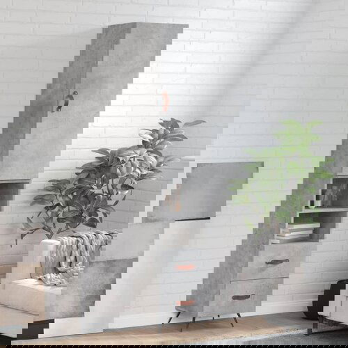 VidaXL Visoka omara betonsko siva 34,5x34x180 cm inženirski les Slike