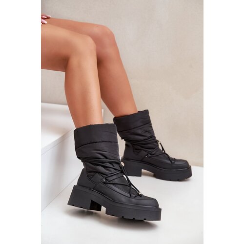 FS1 Women's Snow Boots On Platform And Flat Heel Black Seandriel Cene