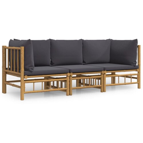 Maison Chic Seti vrtnega pohi&amp;scaron;tva - Vrtna garnitura - Vrtni pohi&amp;scaron;tvo set 3-delna temno sive blazine bambus, (21820535) Slike