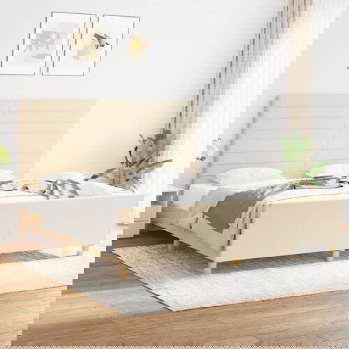  The Living Store Posteljni okvir z vzglavjem krem 180x200 cm blago - Posteljni Okvir Z Vzglavjem, (21530159) Cene