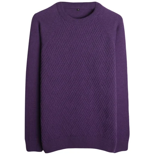 Trendyol Purple Unisex Slim Crew Neck Textured Knitwear Sweater