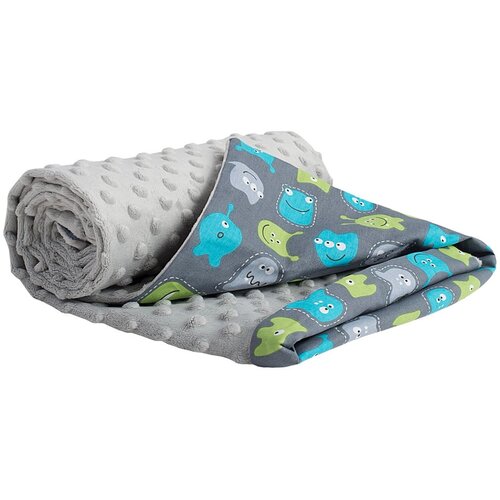 Medi Partners Blanket 75x100 cotton + minky &amp;ndash; Creatures + gray minky Slike
