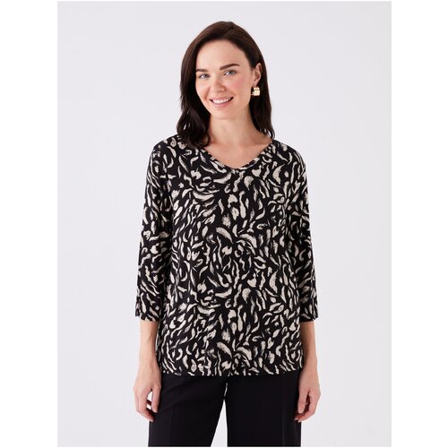 LC Waikiki Women's V-Neck Patterned Blouse Slike