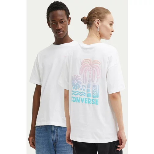 Converse Bombažna kratka majica bela barva, 10027149-A01