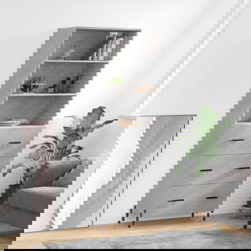 vidaXL Visoka komoda betonsko siva 69,5x34x180 cm inženirski les Cene
