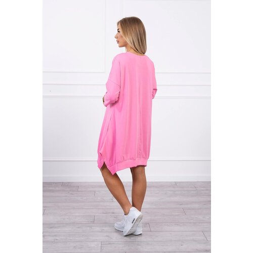Kesi Dress with print and flared bottom pink Slike