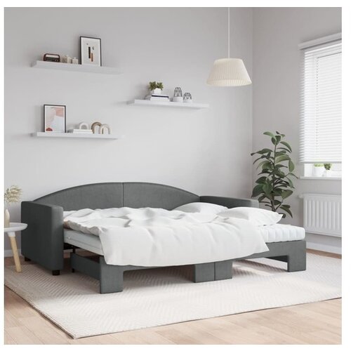 vidaXL Dnevni krevet na razvlačenje tamnosivi 90 x 190 cm od tkanine Cijene