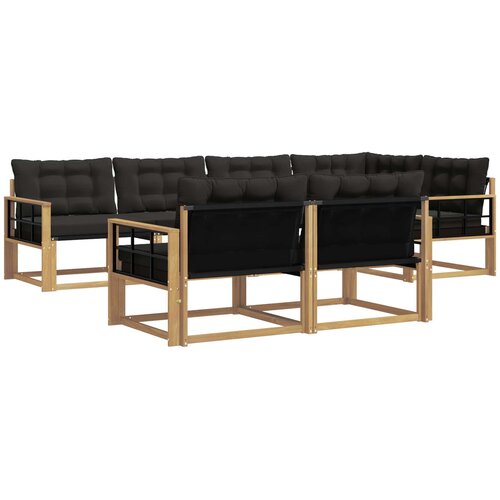  Set vanjskih sofa 7 kom. Bijela i crna Smeđa 327 x 168,5 x 73 cm Slike