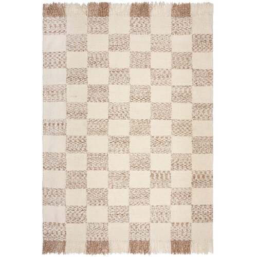 Flair Rugs Kremno bela/naravna ročno tkana preproga iz me&amp;scaron;anice volne 120x170 cm Eric Checkboard &amp;ndash; Slike