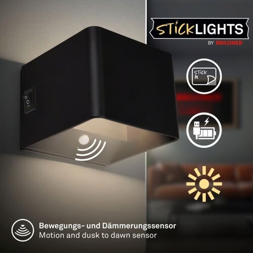 BRILONER 3879015 - led punjiva zidna lampa sa senzorom borra LED/1,5W/5V 3600 mah crna Slike