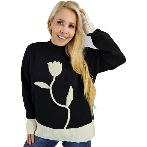 Pri Women's sweater half turtleneck warm flower print autumn winter ROSELYN Cijene