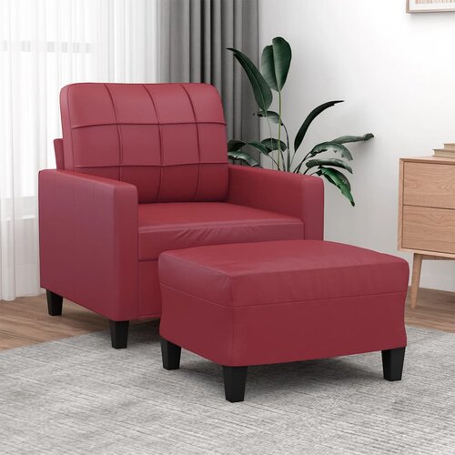  The Living Store Fotelj s stolčkom za noge vinsko rdeč 60 cm umetno usnje - Kavč S Stolčkom Za Noge, (21440449) Cene