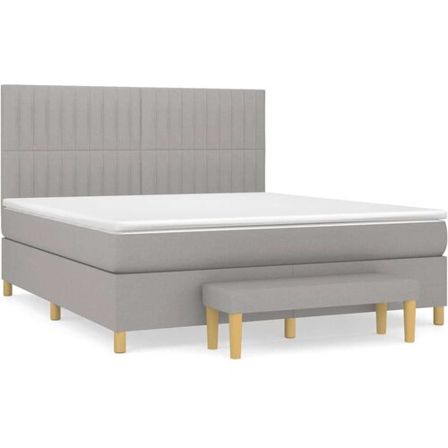  Krevet box spring s madracem svjetlosiva 160x200 cm tkanina Slike