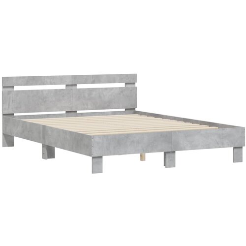 VidaXL Posteljni okvir z vzglavjem betonsko siv 140x190 cm inž. les, (20978813) Slike