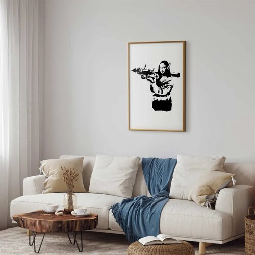  Plakat - Banksy Mona Lisa with Rocket Launcher 60x90 Zlatni okvir Cene