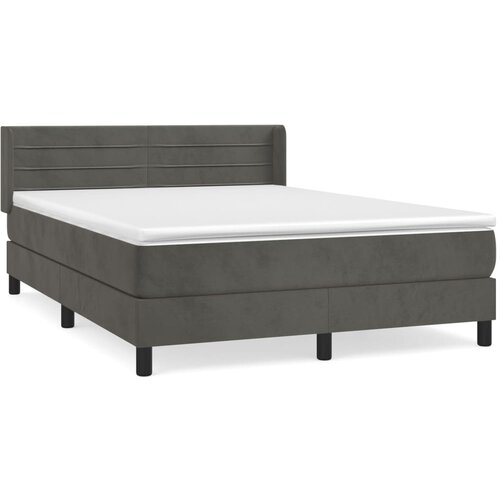 VidaXL Box spring postelja z vzmetnico temno siva 140x200 cm žamet, (20790889) Slike
