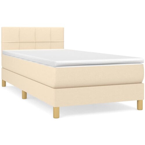  Box spring postelja z vzmetnico krem 80x200 cm blago Cene