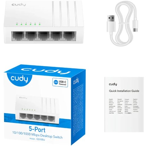 Cudy GS105U 5-Port Gigabit Ethernet Switch with USB-C Power Jack Cene