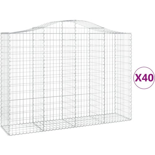 vidaXL Obokane gabion košare 40 kosi 200x50x140/160cm pocinkano železo, (21000201) Cene